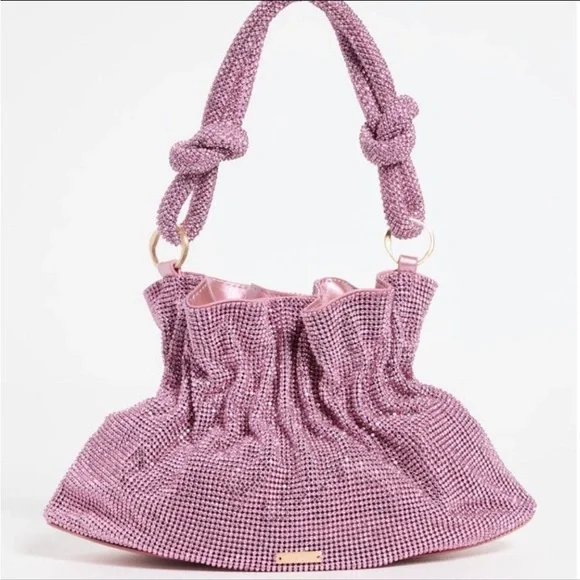 π Cult Gaia Slouchy Pink Mini Crystal Embellished Shoulder Bag - Picture 14 of 17